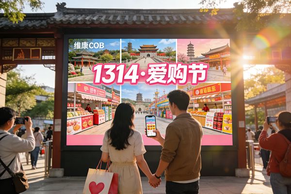 數(shù)智賦能文旅新生態(tài)，維康COB顯示屏點(diǎn)亮1314·愛(ài)購(gòu)節(jié)情感消費(fèi)場(chǎng)景